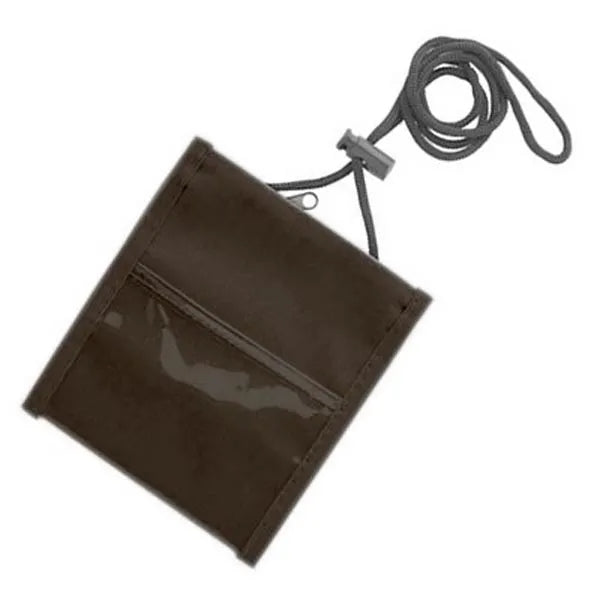 Neck Wallet With Two Pockets, Rear Pen Holder & Zipper
