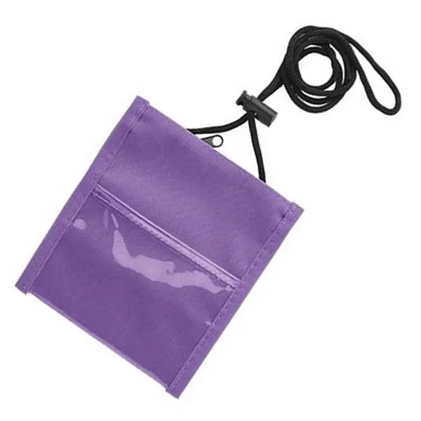 Neck Wallet With Two Pockets, Rear Pen Holder & Zipper