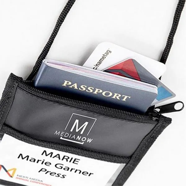 Front Clear Window Pocket Neck Wallets w/ Pen holder