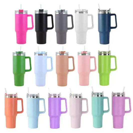 40oz Vacuum Tumbler w/ Handle & Straw