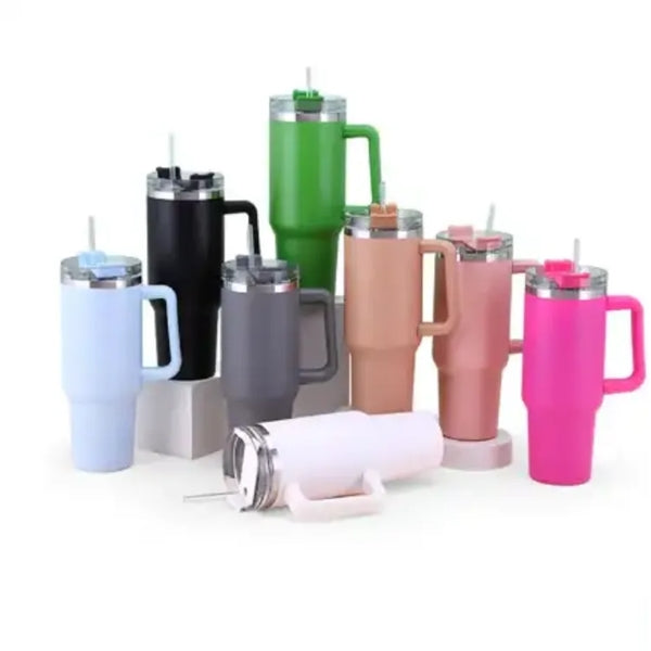 40oz Vacuum Tumbler w/ Handle & Straw