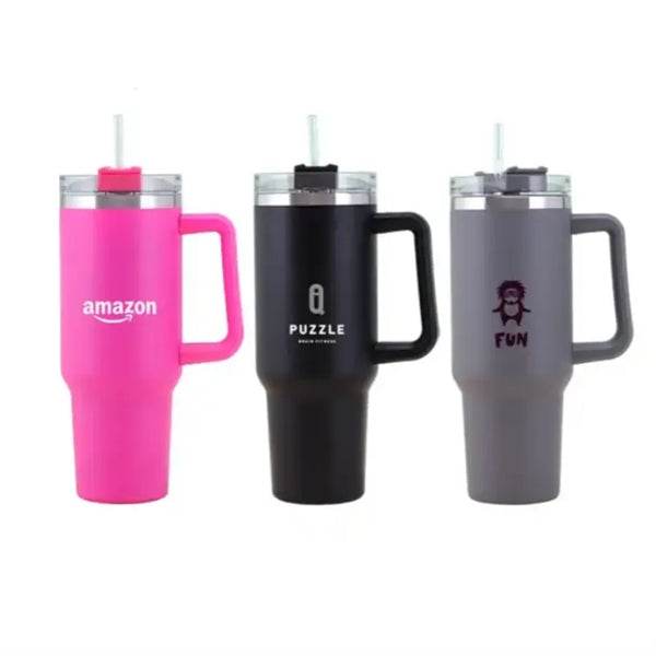40oz Vacuum Tumbler w/ Handle & Straw