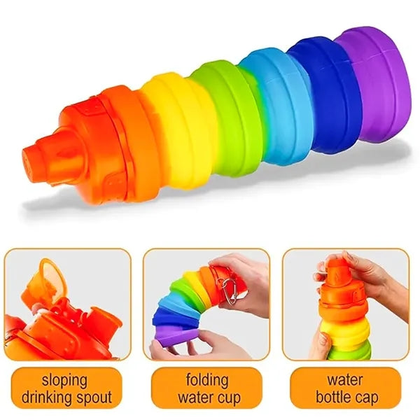Silicone Collapsible Rainbow Water Bottles