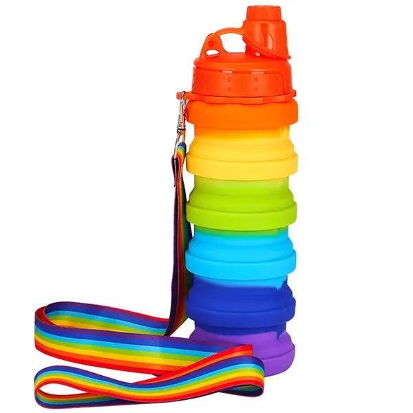 Silicone Collapsible Rainbow Water Bottles