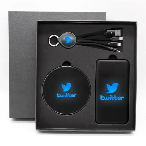 4000 mAh LED Light Up Power Bank Gift Pack Set