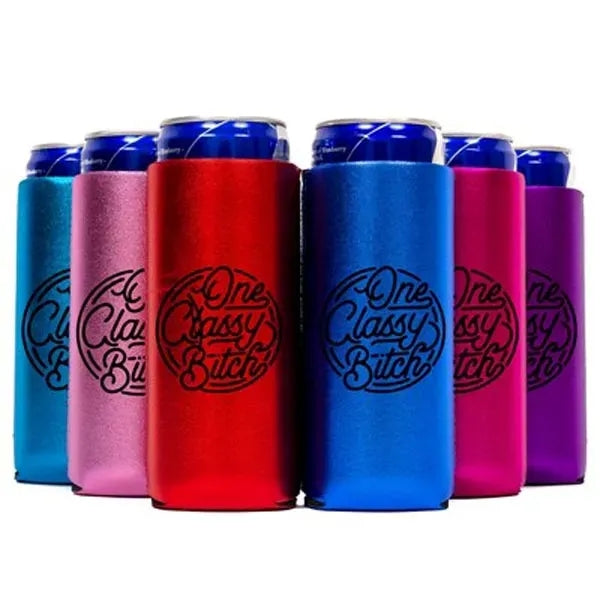 12 Oz. Screen Print Metallic Slim Seltzer Coolie