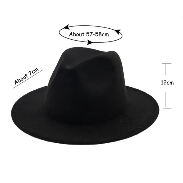 Felt Fedora Hat Woolen Vintage Wide Brim Gangster Trilby