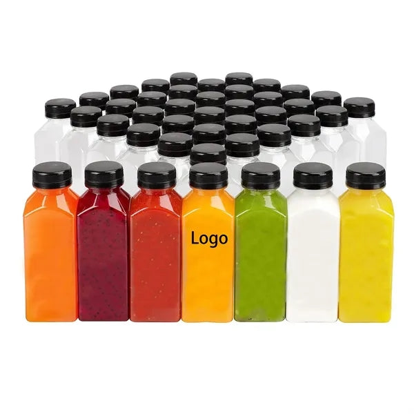 12oz Plastic Clear Square Juice Bottle