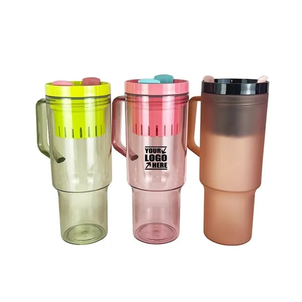 20oz Portable Plastic Straw Coffee Cup with Handle