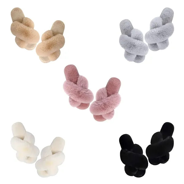 Winter Soft Slippers Plush Cozy Open Toe House Shoes