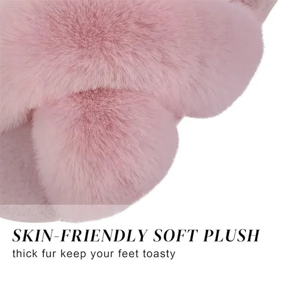 Winter Soft Slippers Plush Cozy Open Toe House Shoes