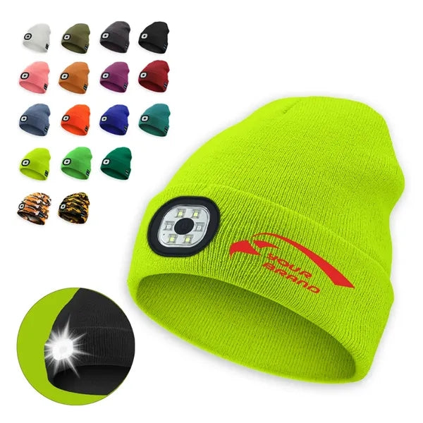 LED Beanie Hat Warm Outdoor Bluetooth Adjustable Cap Unisex