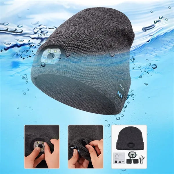 LED Beanie Hat Warm Outdoor Bluetooth Adjustable Cap Unisex