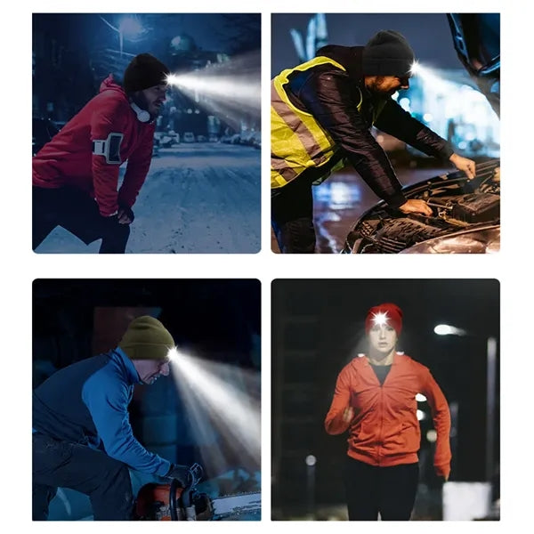 LED Beanie Hat Warm Outdoor Bluetooth Adjustable Cap Unisex