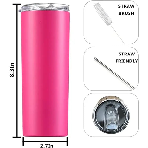 20 Oz. Tumbler with Lid and Straw Insulated Double Wall Cup
