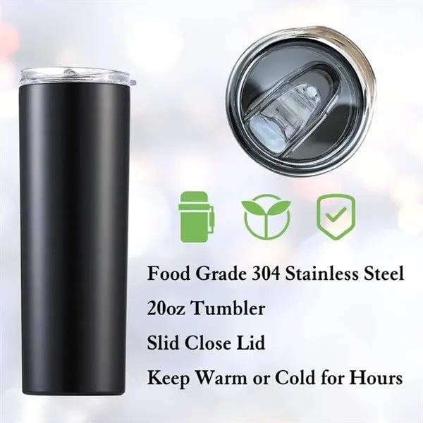 20 Oz. Tumbler with Lid and Straw Insulated Double Wall Cup