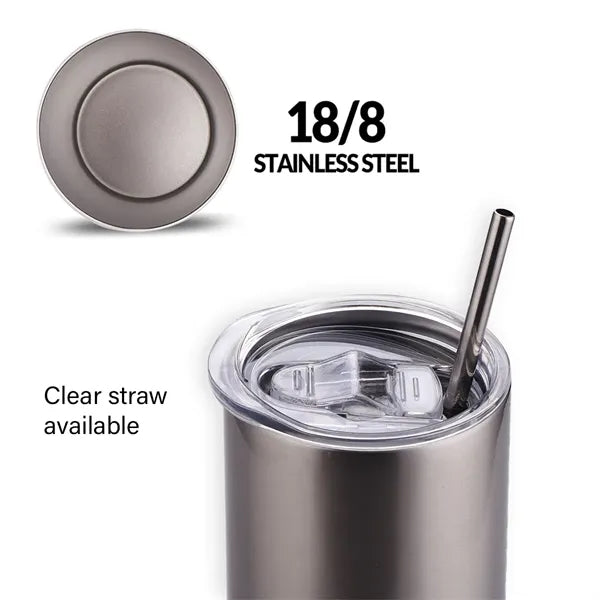 20 Oz. Tumbler with Lid and Straw Insulated Double Wall Cup