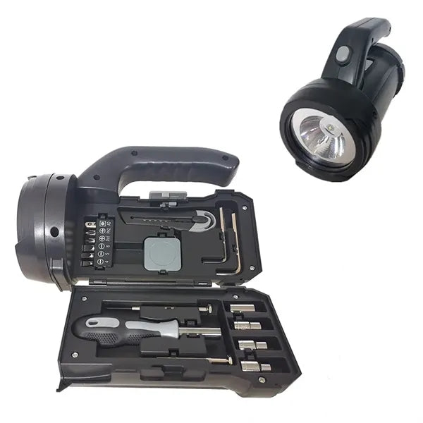 Outdoor Battery Powered Emergency Flashlight With Tool Kits