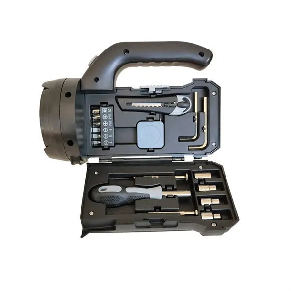 Outdoor Battery Powered Emergency Flashlight With Tool Kits