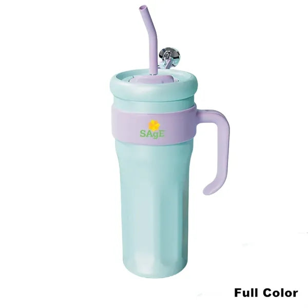 40 oz Stainless Steel Tumbler with Handle and Straw Lid
