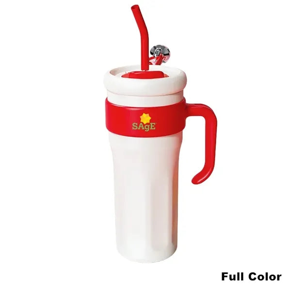 40 oz Stainless Steel Tumbler with Handle and Straw Lid