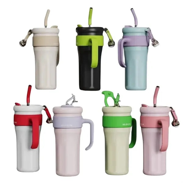 40 oz Stainless Steel Tumbler with Handle and Straw Lid