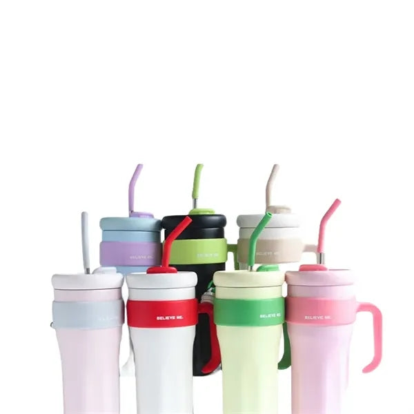 40 oz Stainless Steel Tumbler with Handle and Straw Lid