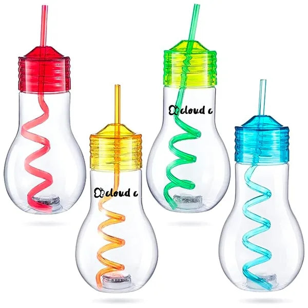 20Oz Clear Led Light Bulb Cup With Straw
