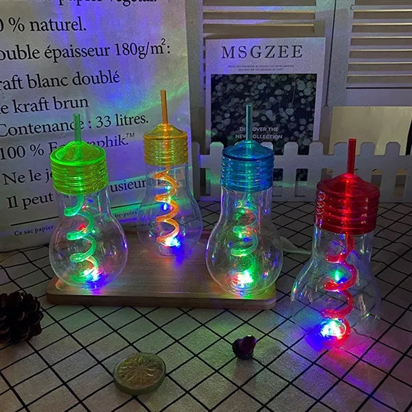 20Oz Clear Led Light Bulb Cup With Straw