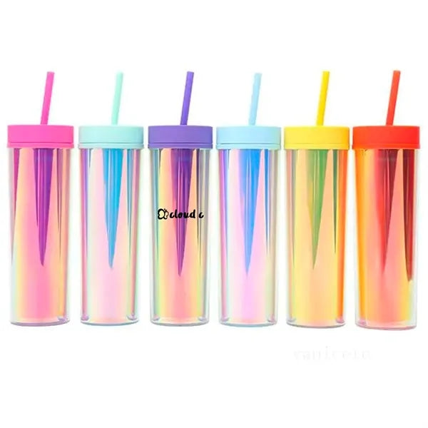 16Oz Double Layer Plastic Straw Cup