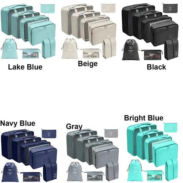8 PCS Travel Packing Cubes Luggage Organizers