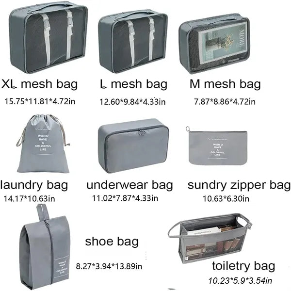 8 PCS Travel Packing Cubes Luggage Organizers