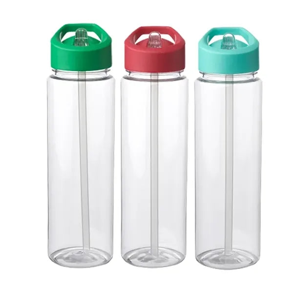 Plastic Bottle with Sip Straw and Handle, 24 oz.