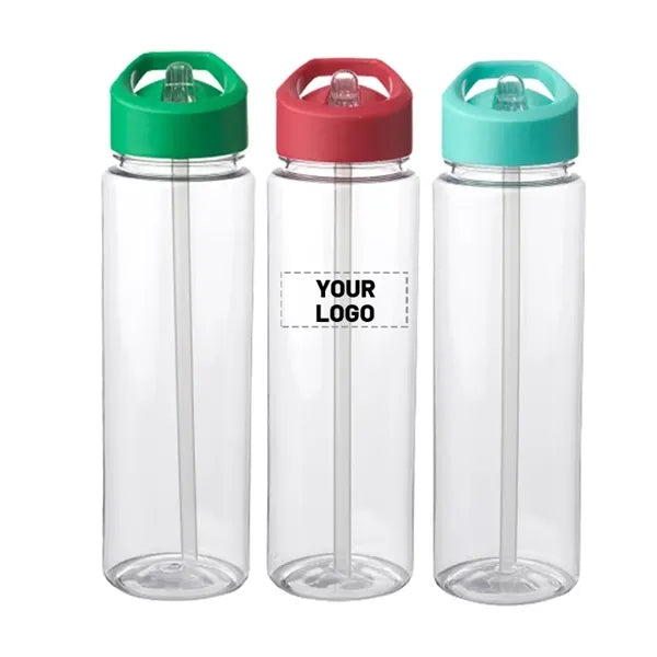 Plastic Bottle with Sip Straw and Handle, 24 oz.