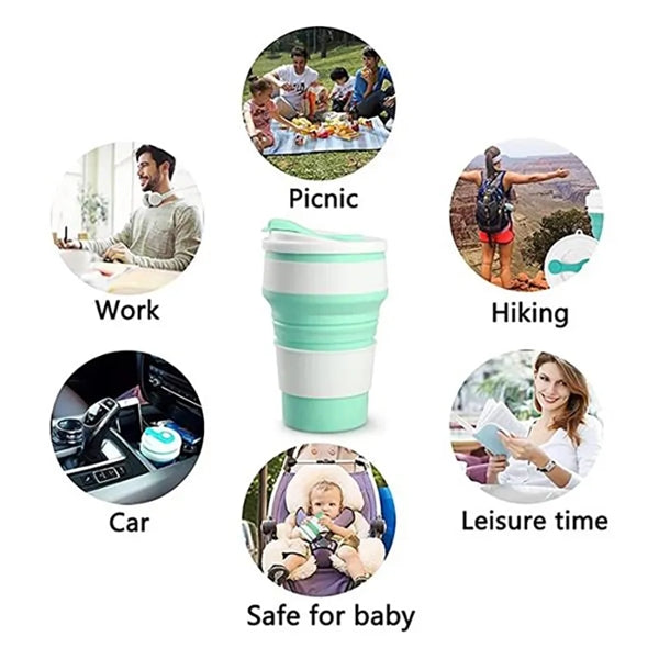 12oz Silicone Folding& collapsible coffee MUGS/CUPS