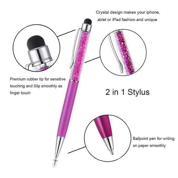 Diamond Crystal Ballpoint Pen With Stylus