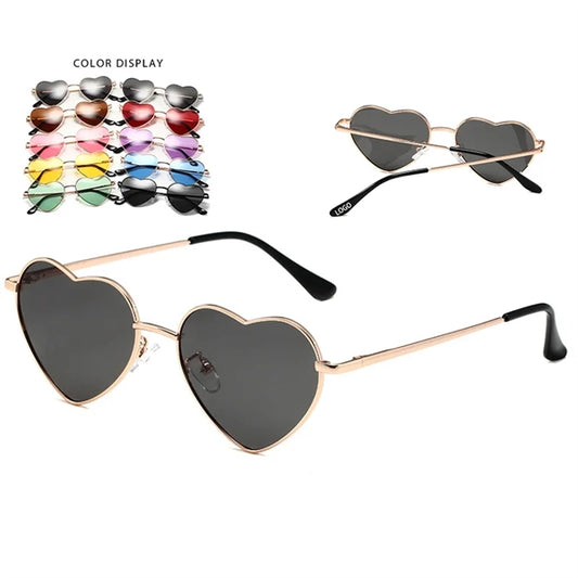 Heart Shaped Sunglasses With Metal Frame
