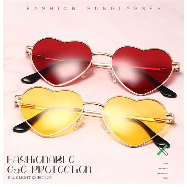 Heart Shaped Sunglasses With Metal Frame