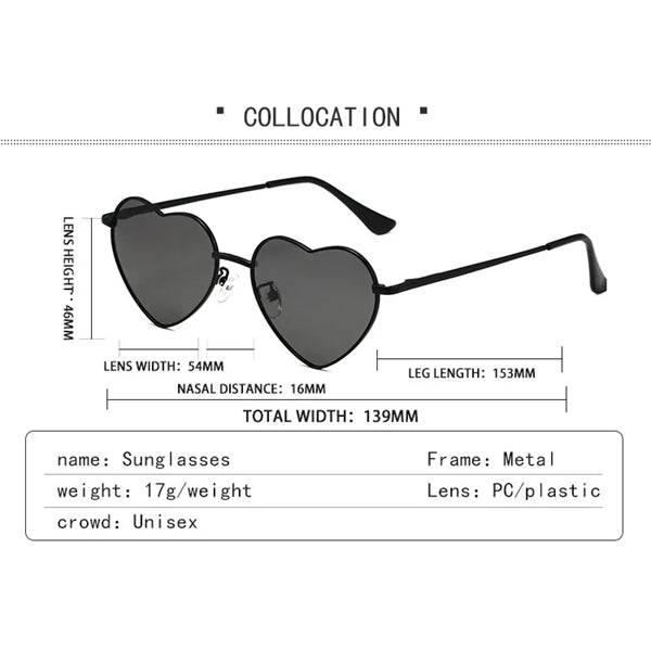 Heart Shaped Sunglasses With Metal Frame
