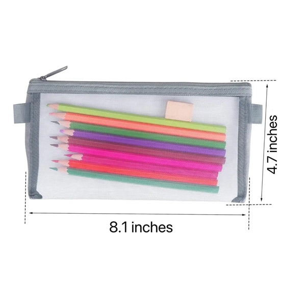 Transparent Mesh Pencil Case with Zipper