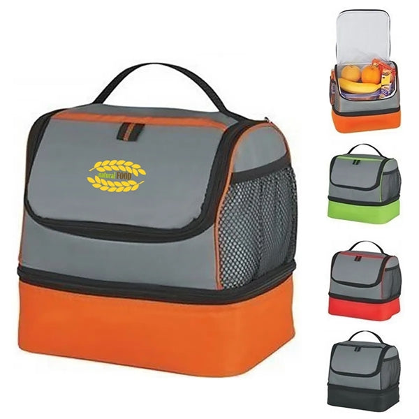 Two-Tone Cooler Lunch Bag with Mesh Side Pockets