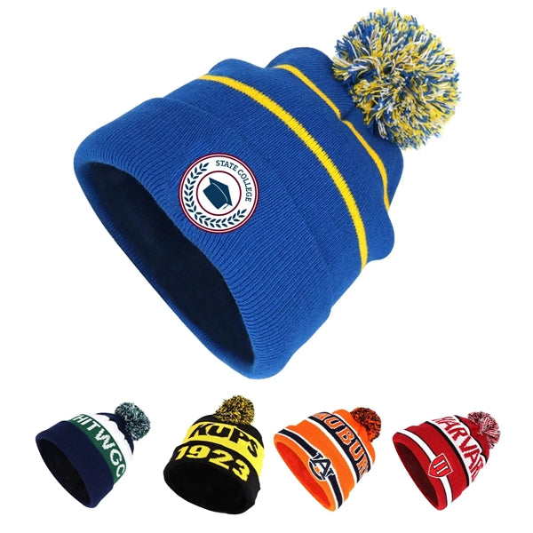 Tri-Tone Pom Beanie