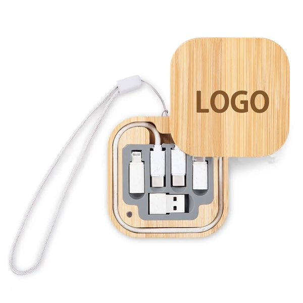 Bamboo Square Charging Cable / Accessory Kit