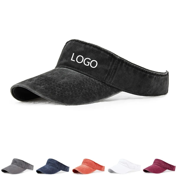Washed Cotton Empty Top Sun Visor Hat