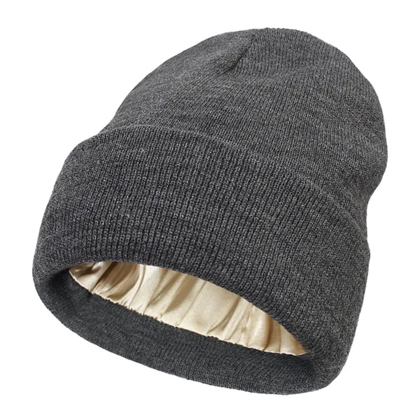 Winter Knit Beanie Hats With Satin Lined