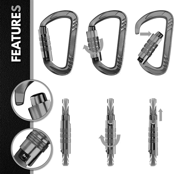 Multifunctional Top-grade Aerospace Aluminum Carabiner Clip