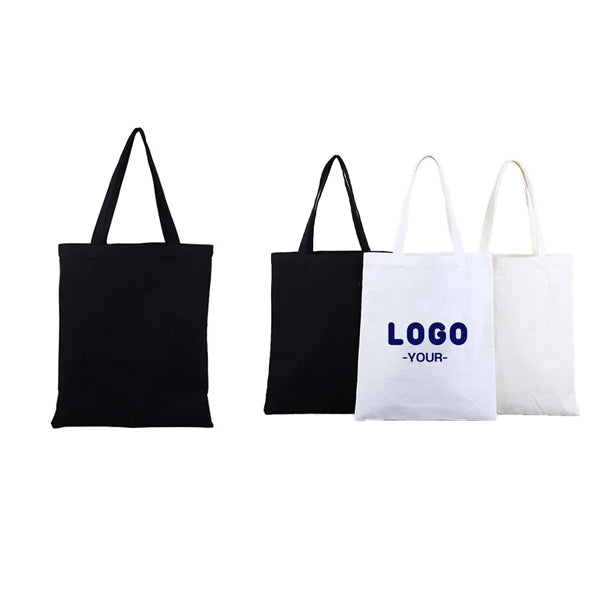 Casual Solid Color Cotton Canvas Shopping Tote Bag