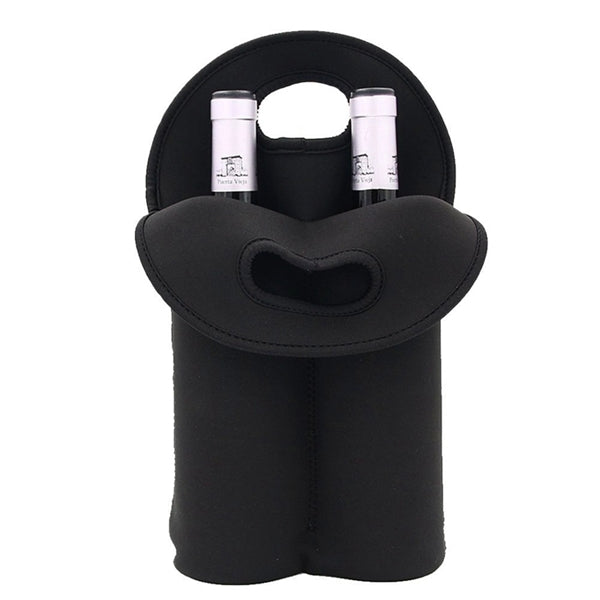 Neoprene Dual Wine Bottle Holder Tote (10 1/4" W x 14 1/2"H)