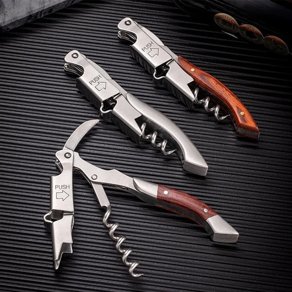 3-In-1 Stainless Steel Double Hinged Wine Key
