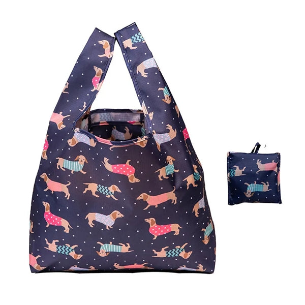 Full Color Foldable Grocery Totes with Carry Pouch